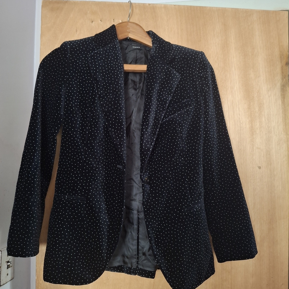 Theory Black Blazer with White Dots